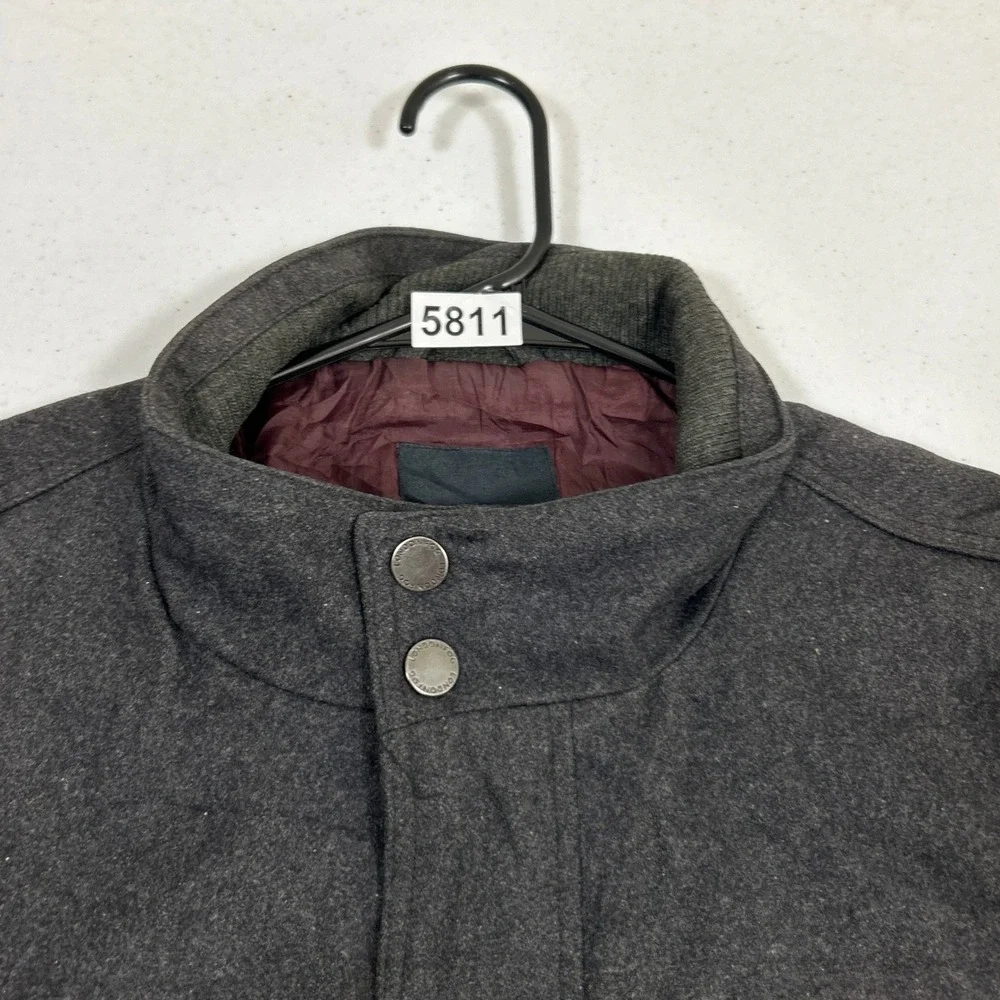 London Fog Mens Wool Blend Bomber Jacket Charcoal Gray Mock Neck XL